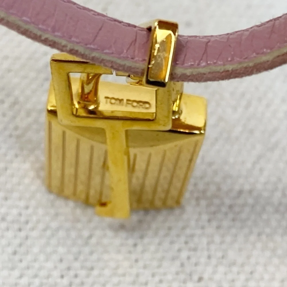 Authentic Tom Ford pink suede & Gold Padlock Anklet / Ankle Bracelet